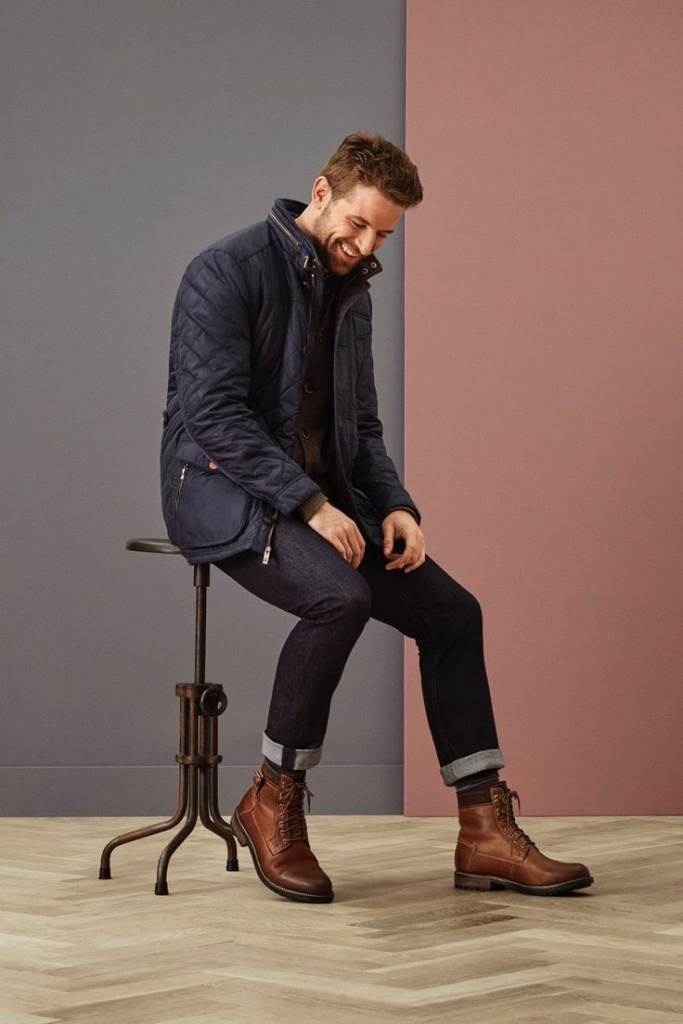 2. Quilted Jacket with Brown Boots