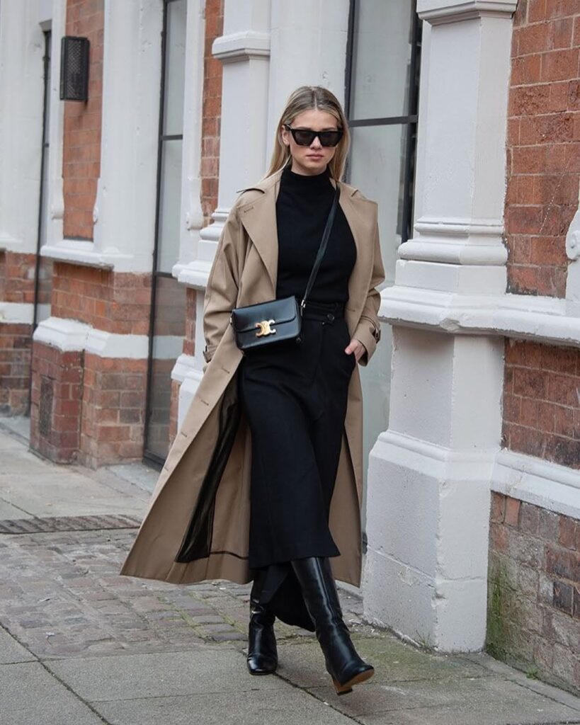 6. Classic Trench Coat and Black Boots