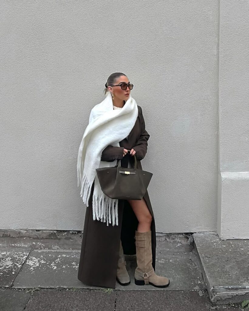 Brown Coat and Biker Boots