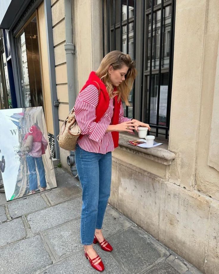 Casual Chic with a Pop of Red