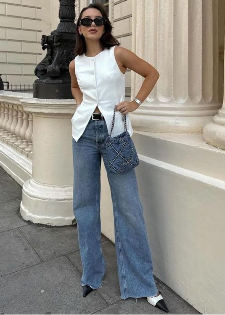 Chic and Polished in White and Denim