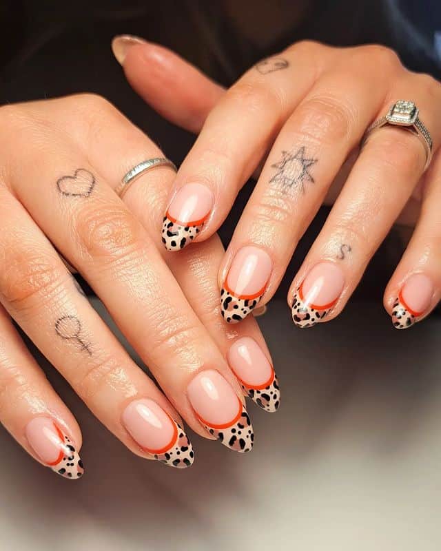 Leopard print French nails