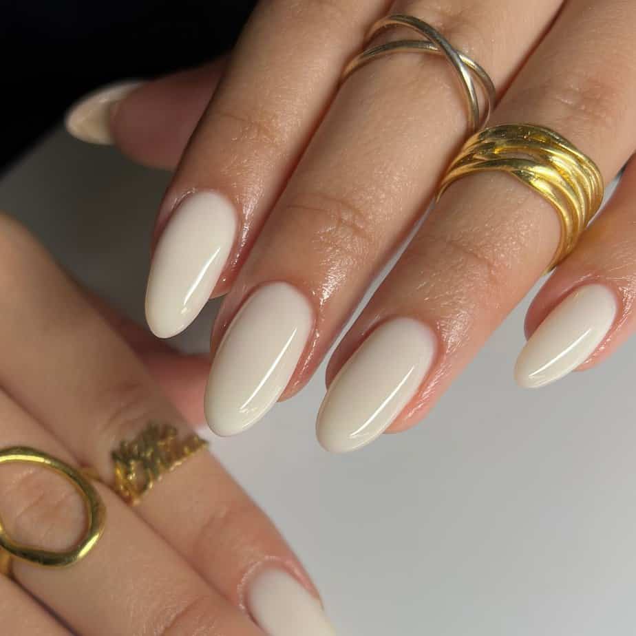 Milky white nails