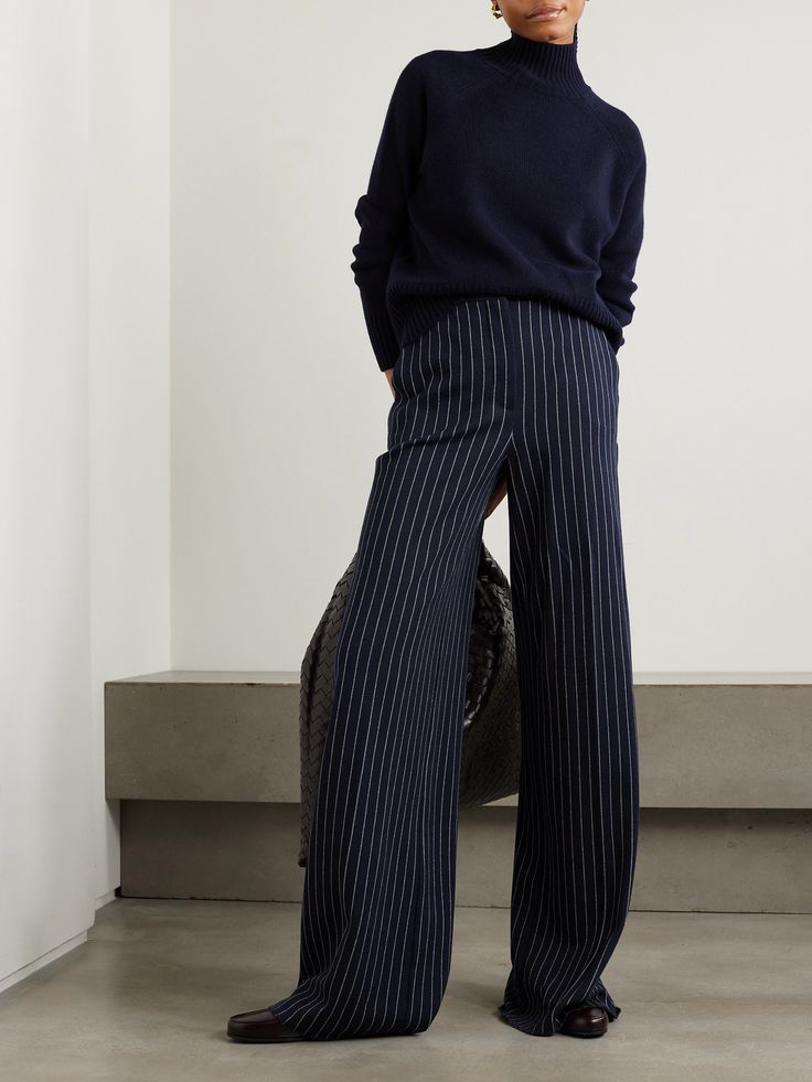 Pinstriped Wide Legs