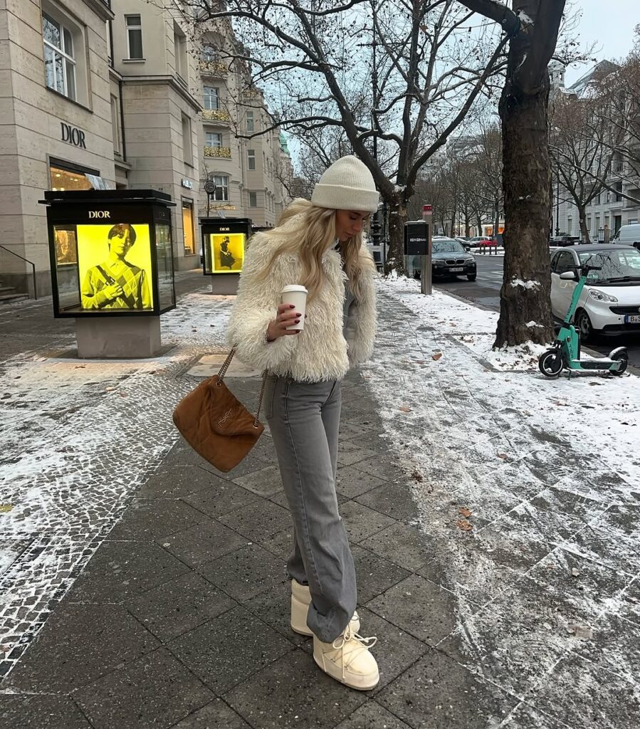 Snow boots and furry coat