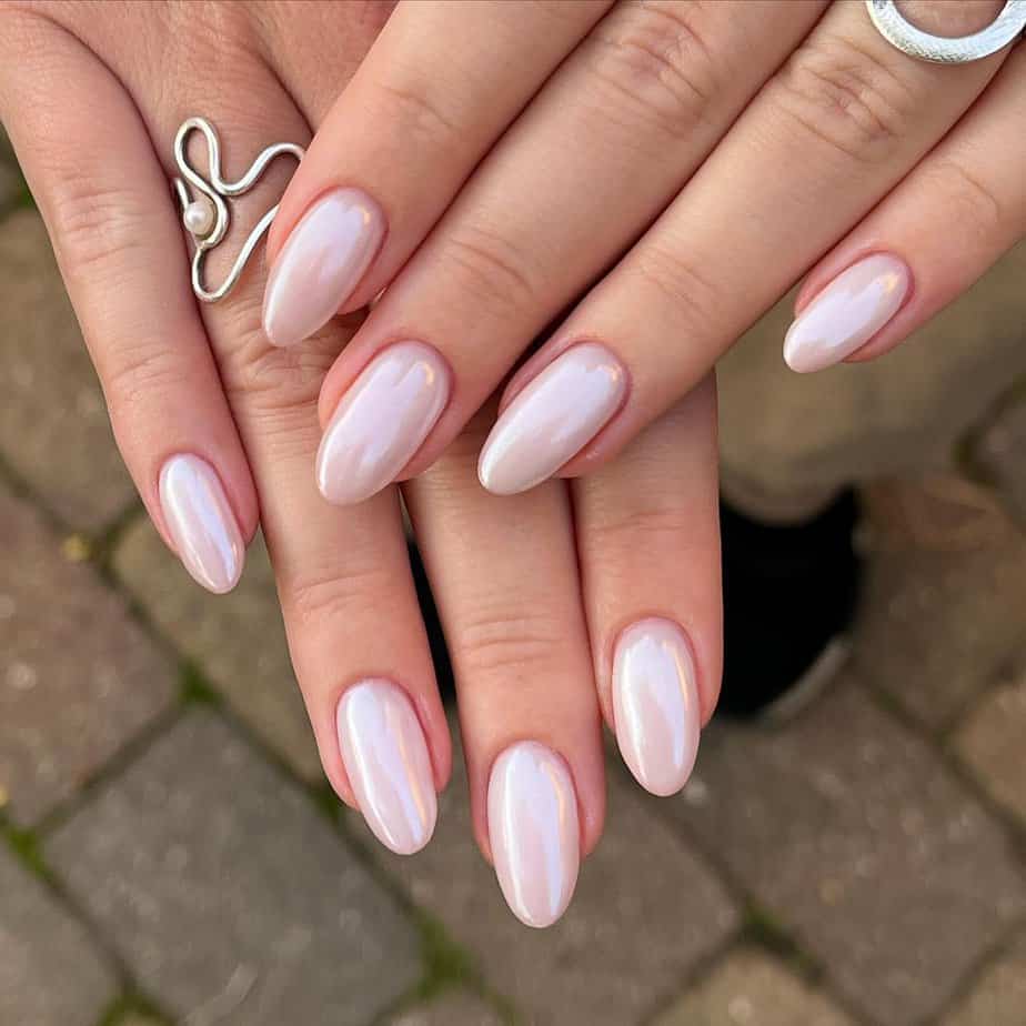 White chrome nails