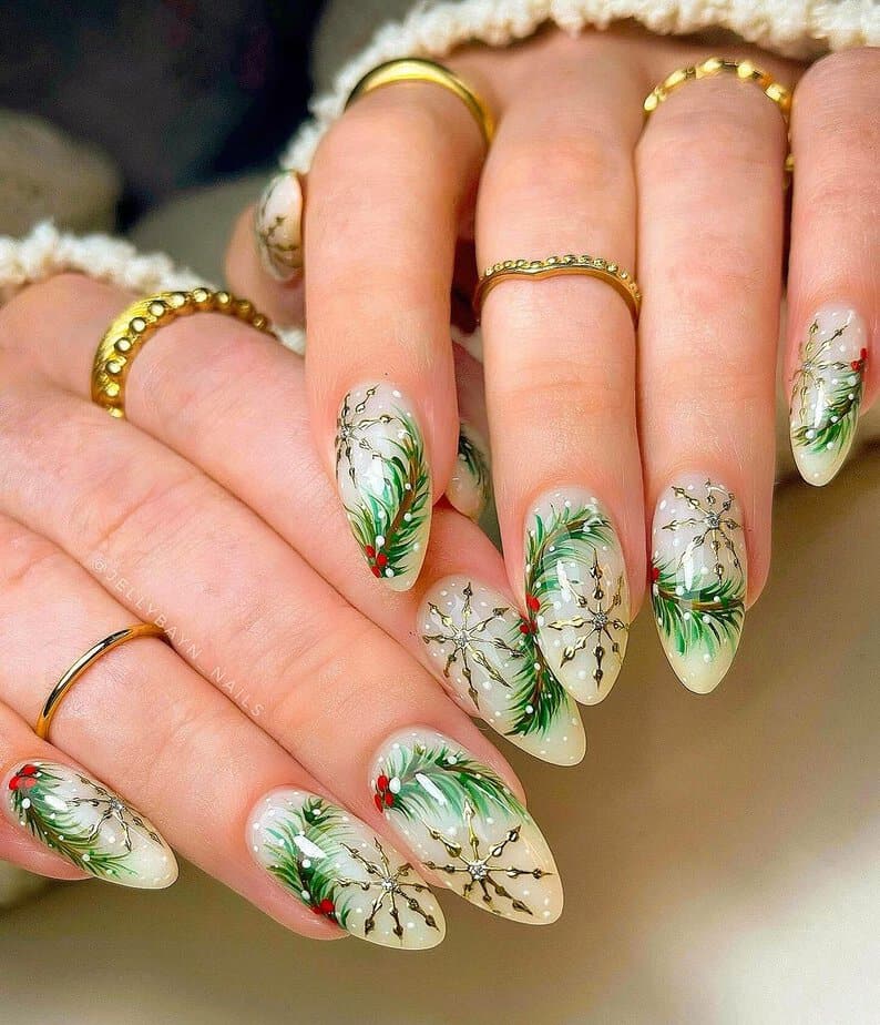 Wreath December nails