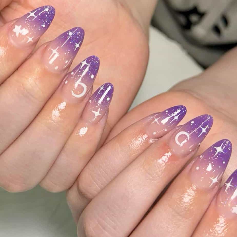 11. Ombre galaxy nails