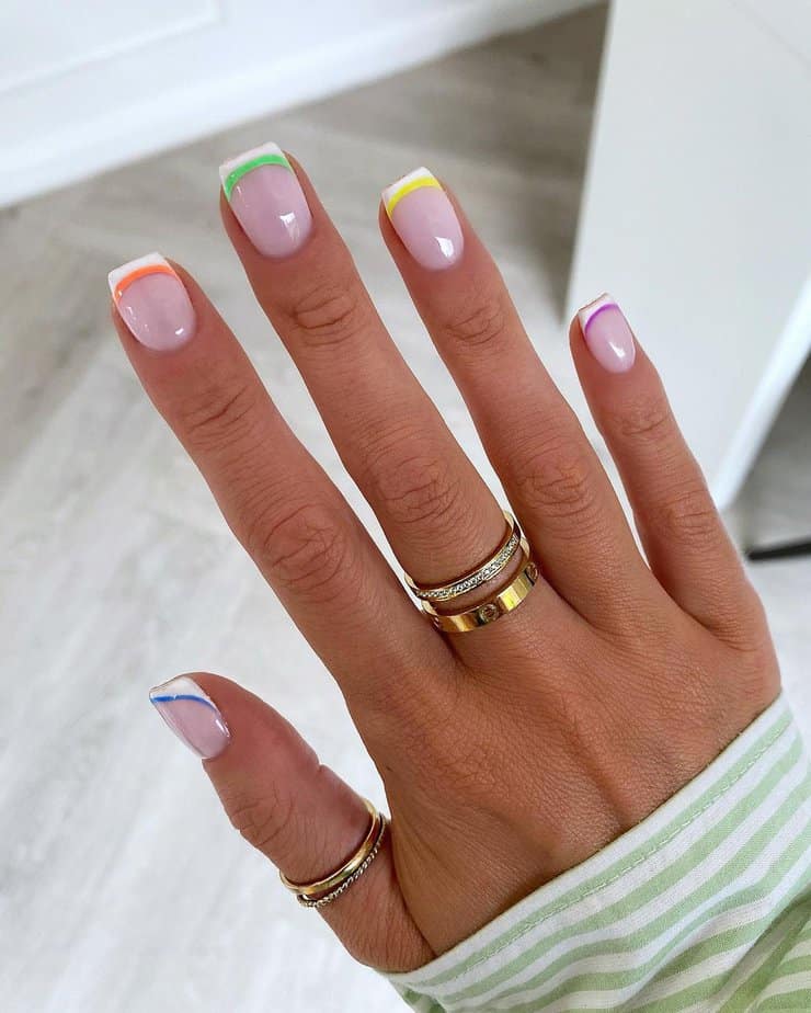 Colorful double French nails