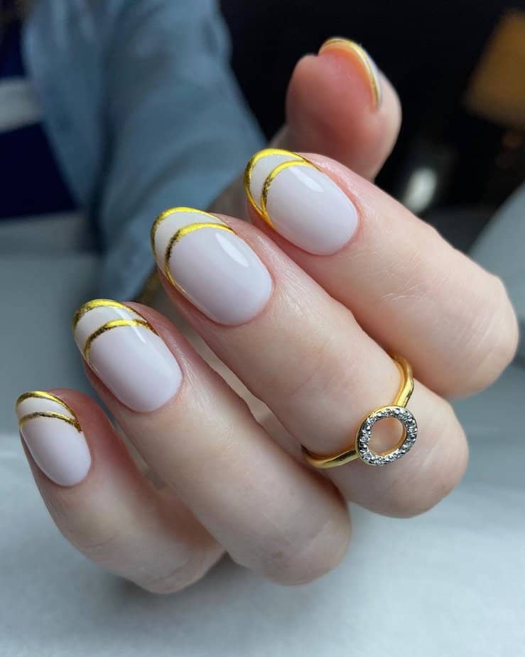 Golden double French nails