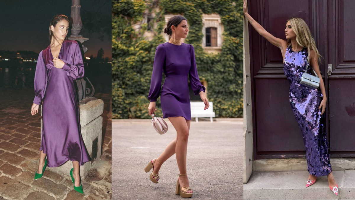 The Secret to Styling a Purple Dress — 15 Shoe Colors That Never Fail