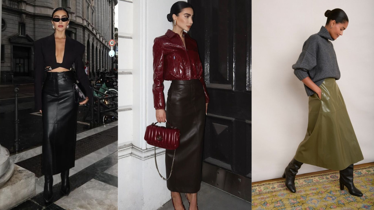 Turn Heads with These 8 Stunning Midi Leather Skirt Outfits