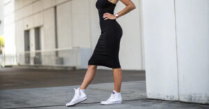 the chicest way to wear sneakers with dresses right now